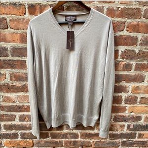 Black Brown 1826 Merino Wool V Neck Sweater